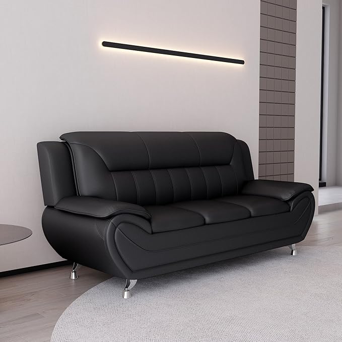 Container Furniture Direct Michael Modern Faux Leather Upholstered Stainless - Image 9