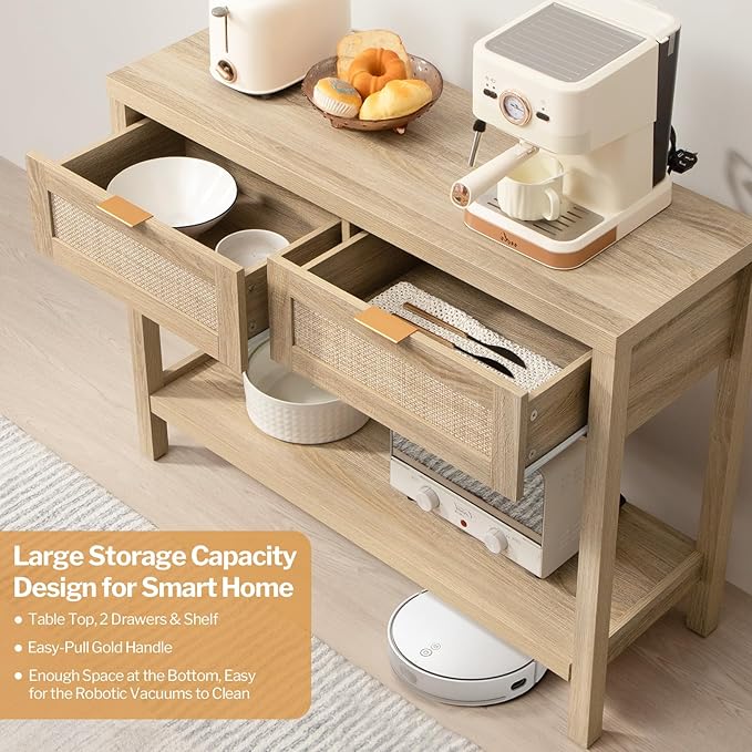 SICOTAS Rattan Console Table for Entryway - Image 5