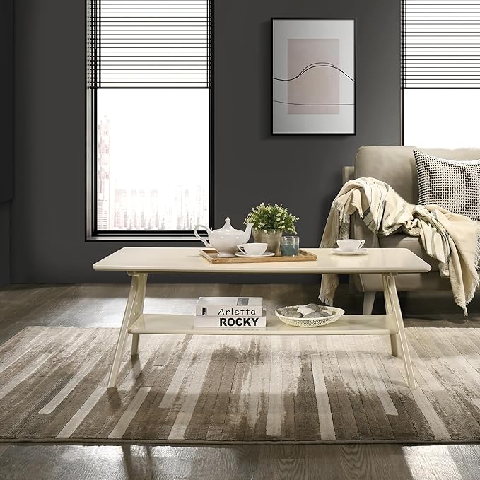Roundhill Furniture Arona 3-Piece Coffee Table Set, Coffee Table and Two End - Image 5
