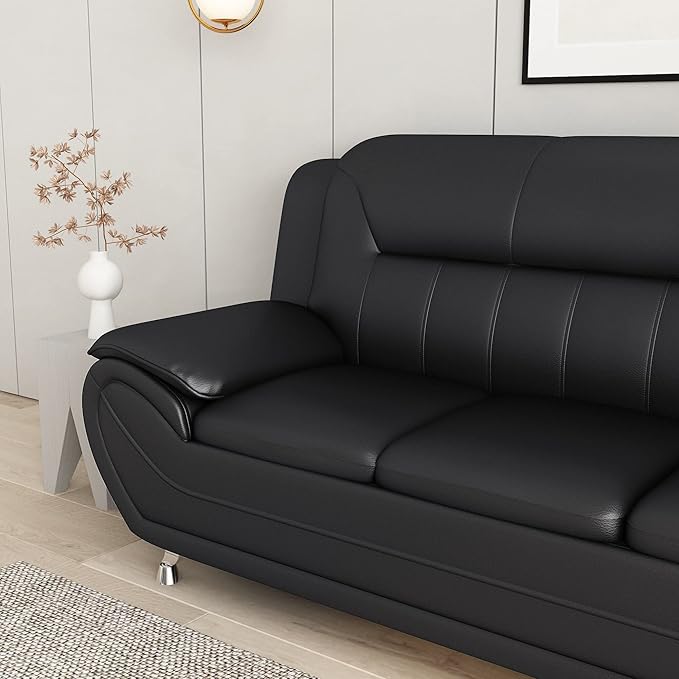 Container Furniture Direct Michael Modern Faux Leather Upholstered Stainless - Image 24