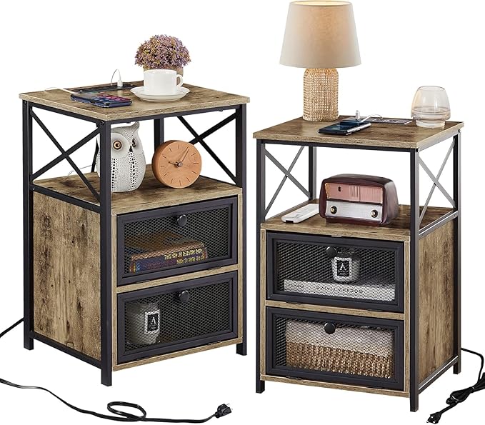 VECELO Grey Side End Tables by VECELO