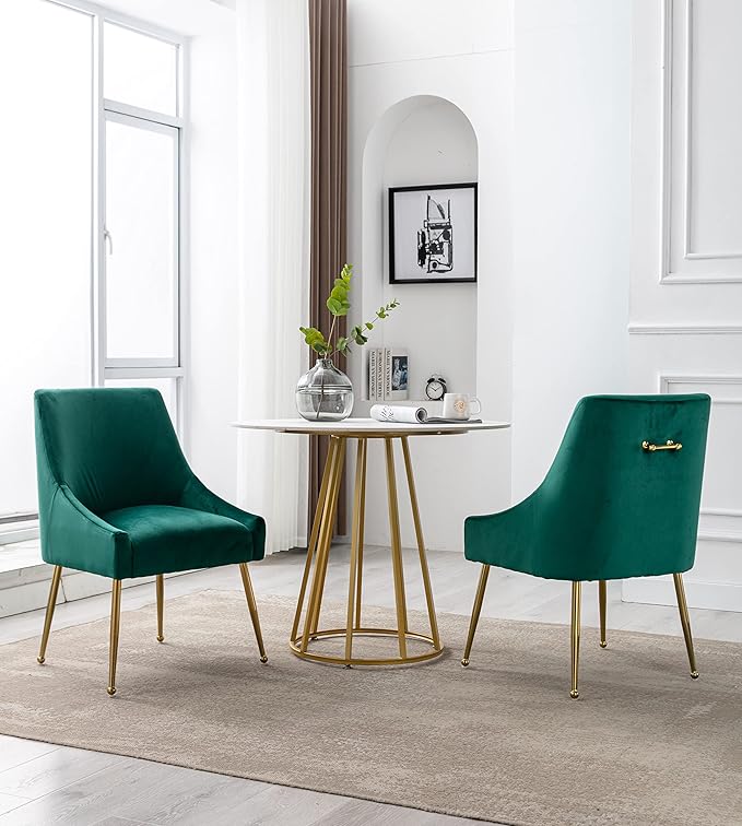 Modern Velvet Dining Chairs Set of 2, Contemporary Upholstered Furniture - Image 7