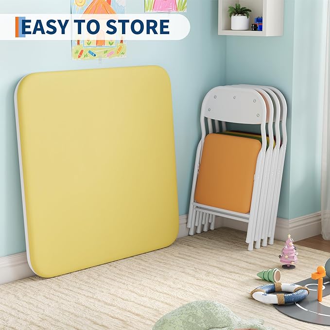 GarveeHome 5-Piece Kids Folding Table and Chairs Set, Toddlers Children's - Image 8