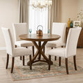 Set of 4 Beige Upholstered Dining Chairs, Farmhouse Kitchen Chairs by COLAMYINC