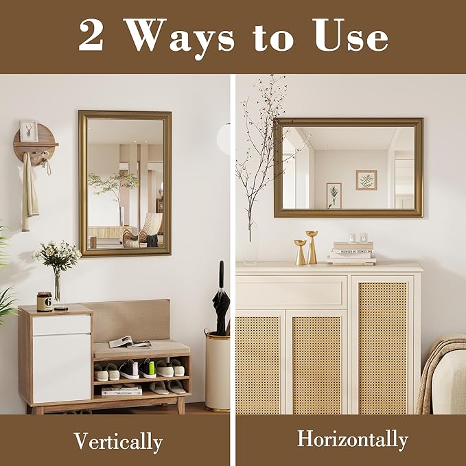 Axeman 30x40 Rectangular Wall Mirror, Decorative Bathroom Mirror, Traditional - Image 4