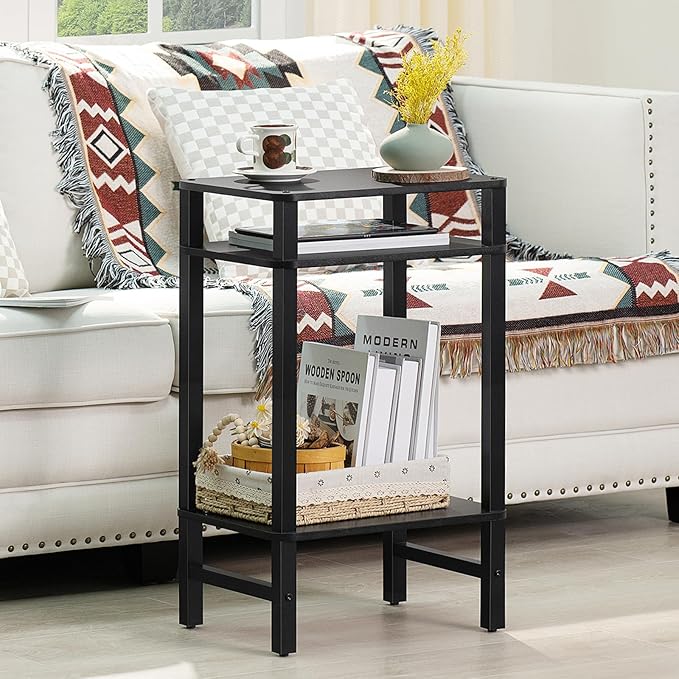 28in Tall Side Table Set of 2, 3-Tier Small Narrow End Table - Image 7