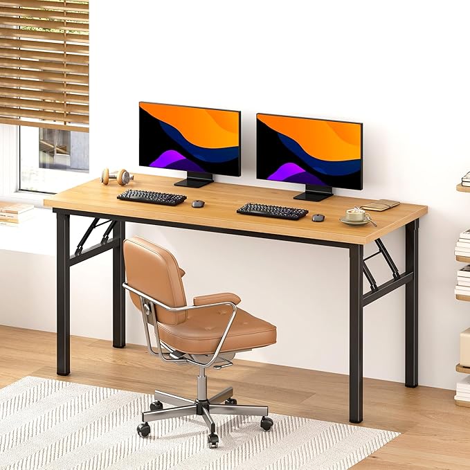 DlandHome Large Computer Desk, Folding Desk, Decent and Steady Home Office - Image 2