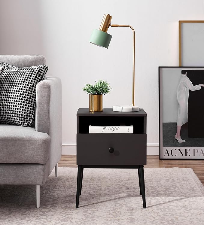 VECELO Modern Night Stand, Square Side Table, End Table - Image 5
