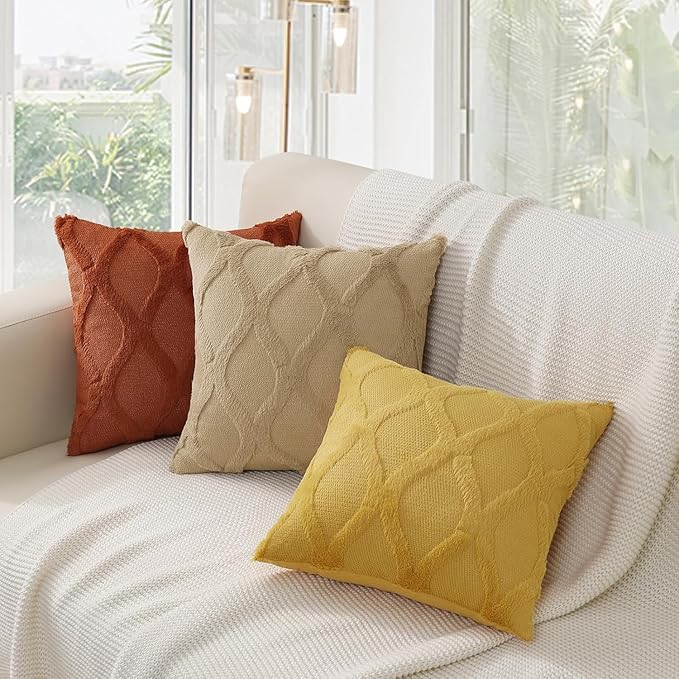decorUhome Fall Throw Pillow Covers 24x24 Inch Set of 2, Soft Plush Faux Fur - Image 7