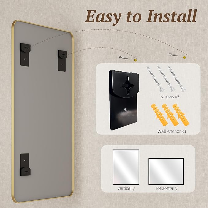Bathroom Mirror 55" x 36", Large Rectangle Wall Mirror, Entryway Decor - Image 7