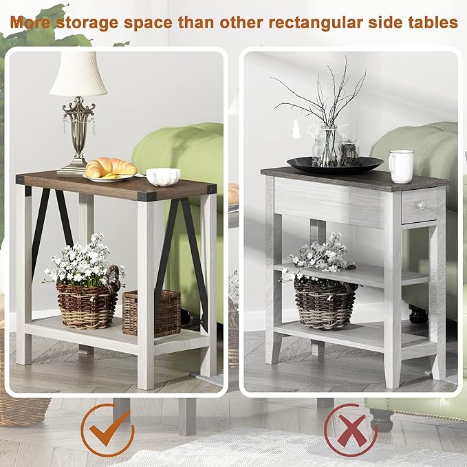 ChooChoo Farmhouse End Table for Small Spaces, Narrow Side End Table - Image 5