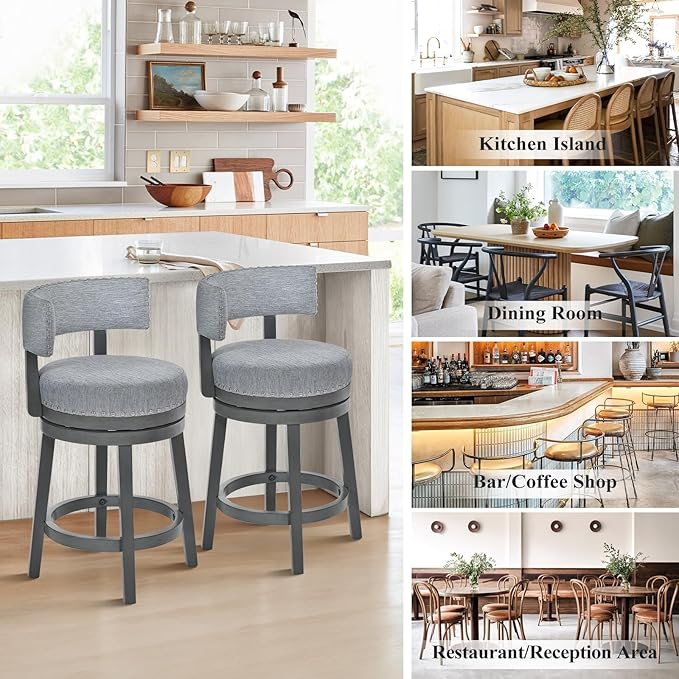 COLAMY Swivel Counter Height Bar Stools Set of 4, 25 Inch Modern Upholstered - Image 7