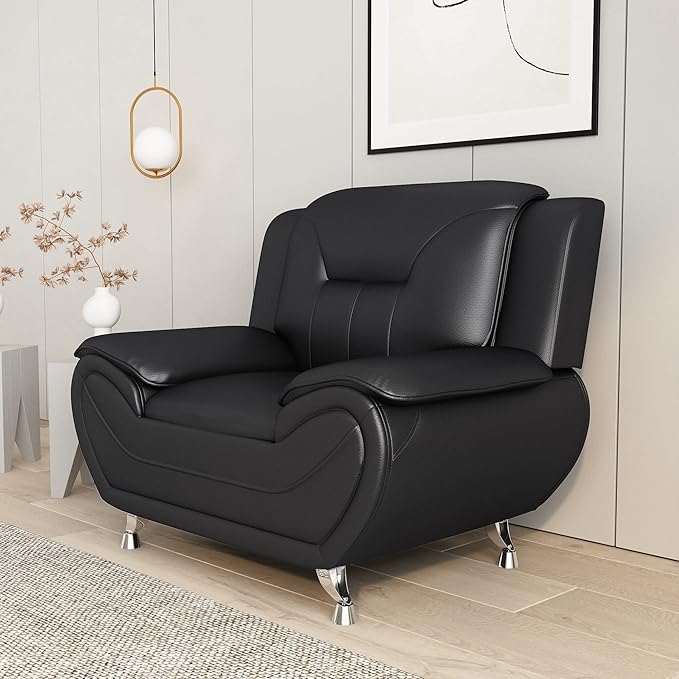Container Furniture Direct Michael Modern Faux Leather Upholstered Stainless - Image 7