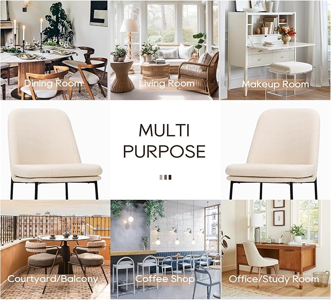 COLAMY Modern Dining Chairs Set of 2, Fabric Upholstered Dining Room Chairs - Image 4