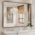 WEER Black Bathroom Mirror for Wall 40X30 Inch, Rectangular Black Metal Framed by WEER