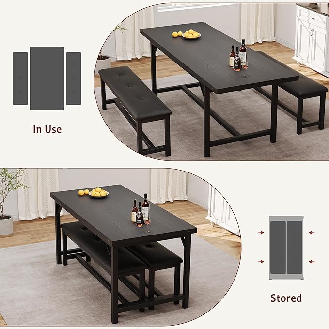 Dining Table Set for 4-6, 63“ Large Extendable Kitchen Table Set, Wood - Image 7