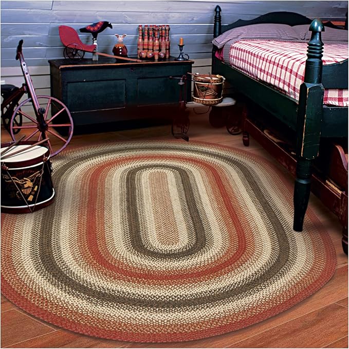 Homespice Chester Rustic Braided Rug 6x9' Oval in Red - Image 10