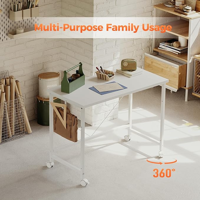 Rolling Computer Desk with Wheels, Gaming Desk - Image 8