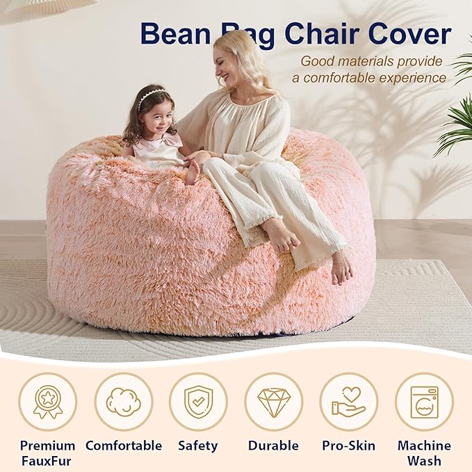 Bean Bag Cover, Faux Fur Comfy Bean Bag Chairs - Image 3