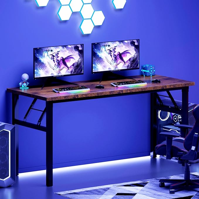 DlandHome Folding Table Computer Desk 62 Inches Workstation Table Conference - Image 7