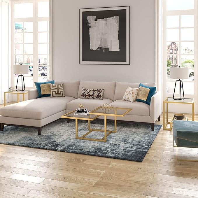 Henn&Hart 43" Wide Square Coffee Table in Brass, Modern coffee tables - Image 6