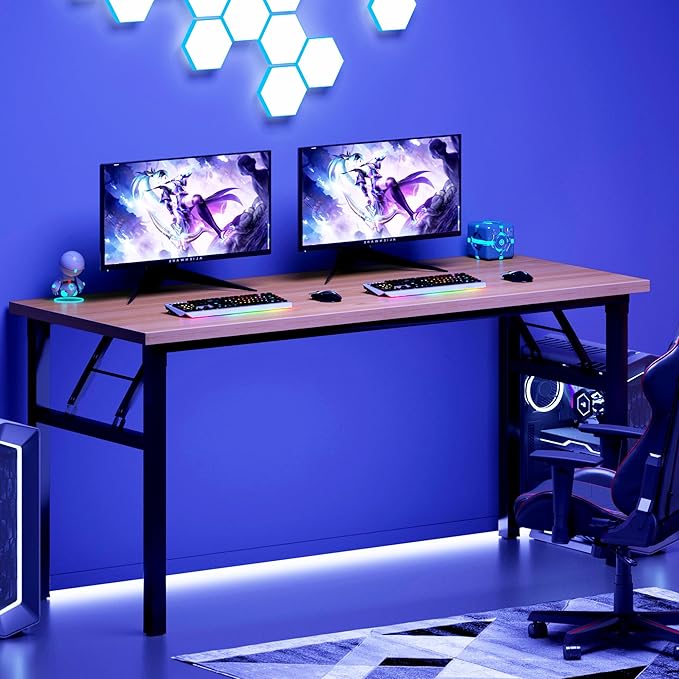 DlandHome Large Computer Desk, Folding Desk, Decent and Steady Home Office - Image 8