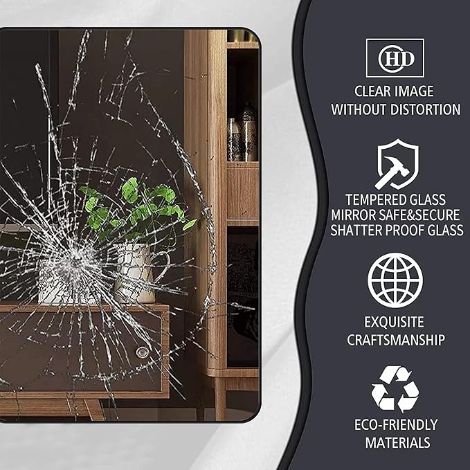 Black Bathroom Mirror, Rectangle 20 x 30 Inch Vanity Wall Mirror, Modern Mirror - Image 7