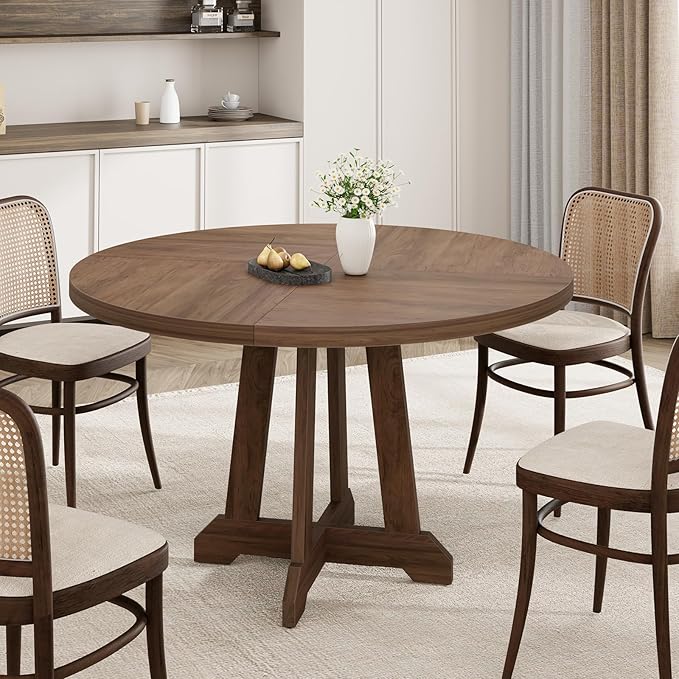 GarveeHome Round Dining Table for 4, Kitchen Dining Room Circle Dinner Pedestal - Image 4