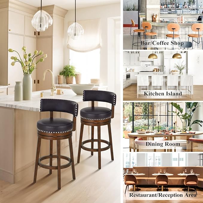 COLAMY Swivel Bar Stools Set of 4, 30 Inch Swivel Bar Height Bar Stools - Image 7