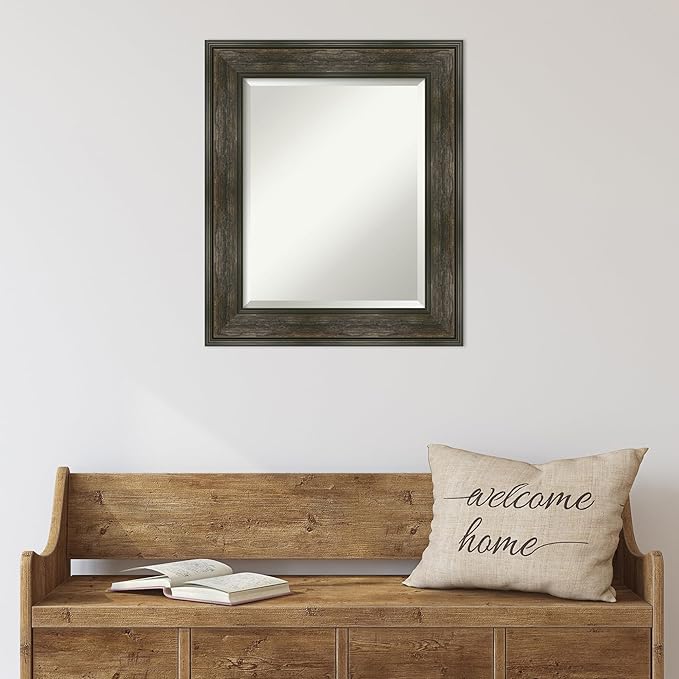 Amanti Art Brown Wall Mirror 26x22 Rail Rustic Char Rectangle Bathroom Mirror - Image 5