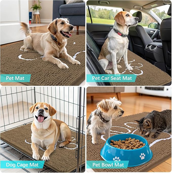 OLANLY Door Mat for Muddy Dog Paws 59x35, Ultra Absorbent Chenille Mud Doormat - Image 7