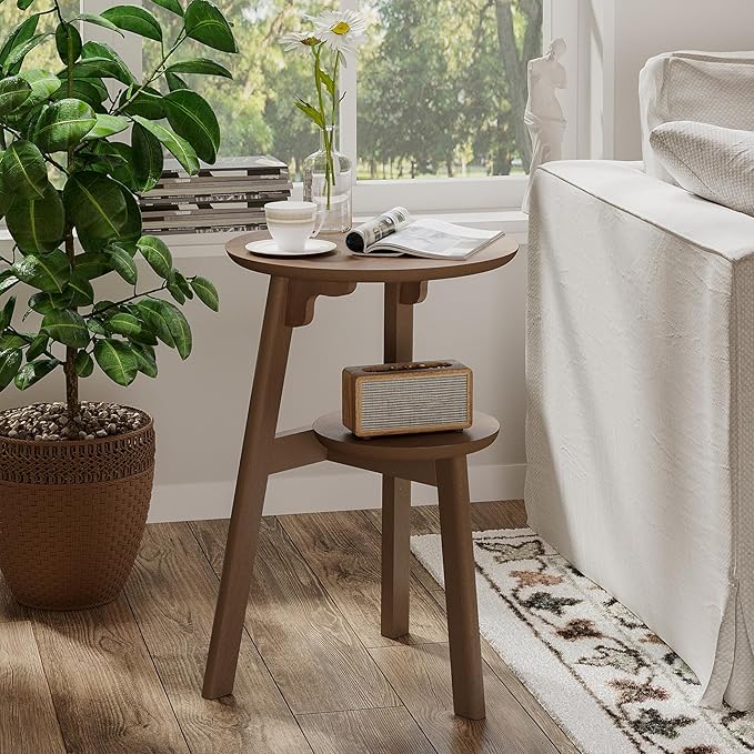 ChooChoo Round End Table Set of 2, Narrow Side Table - Image 4
