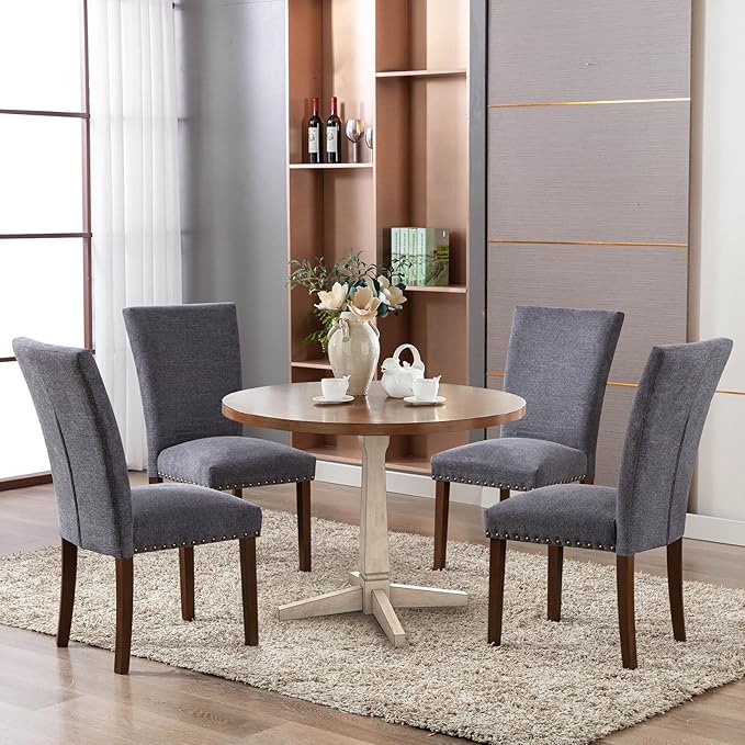 COLAMY Upholstered Parsons Dining Chairs Set of 4, Fabric Dining Room Kitchen - Image 4