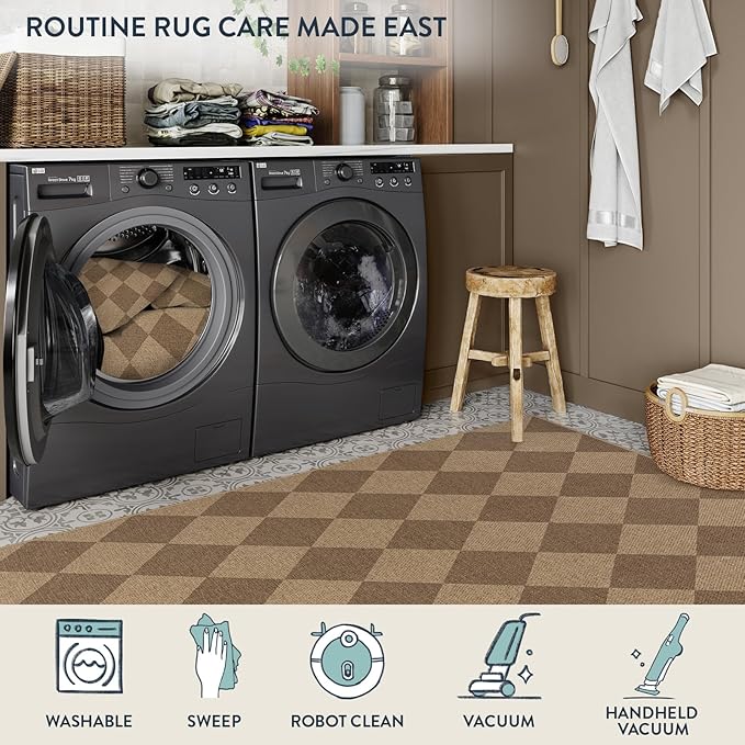 Lahome Checkered Easy Jute Runner Rug, 2x6 Kitchen Mats - Image 5