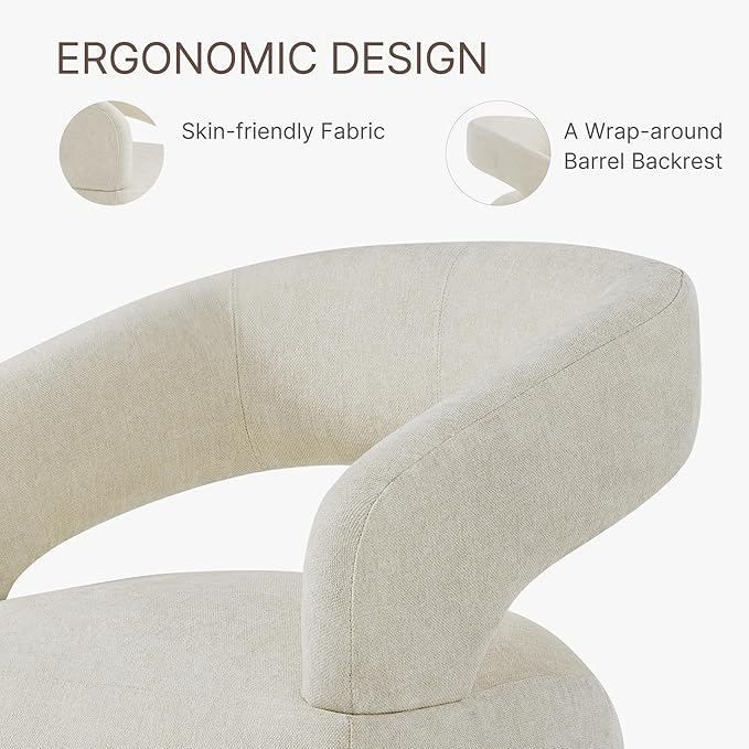 Upholstered Dining Chairs with Casters Easy Assembly Require Modern Barrel - Image 7