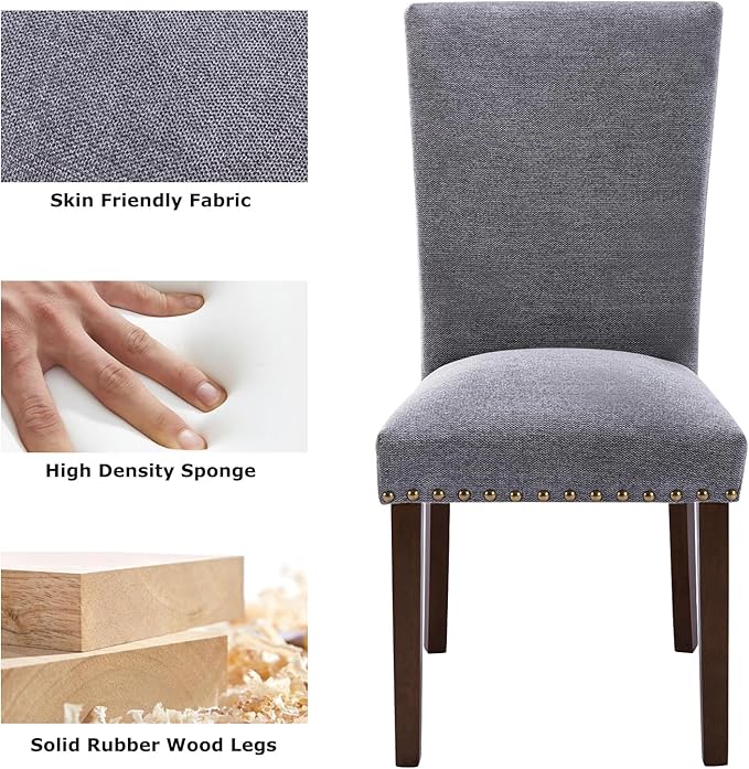 COLAMY Upholstered Parsons Dining Chairs Set of 6, Fabric Dining Room Kitchen - Image 6