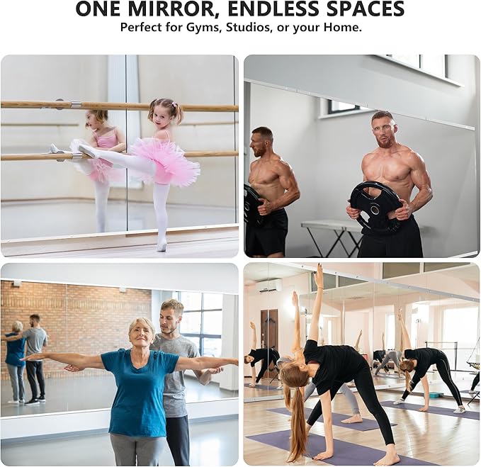 Home Gym Mirror for Wall, Mirror Full Length, Glass Frameless Body Large Mirror - Image 3
