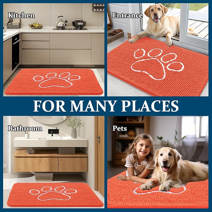 OLANLY Door Mat for Muddy Dog Paws 36x24, Ultra Absorbent Chenille Mud Doormat - Image 8