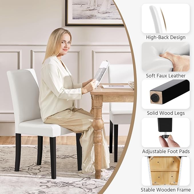 Yaheetech Dining Chairs Set of 4 PU Leather Upholstered Parsons Dining Chairs - Image 8
