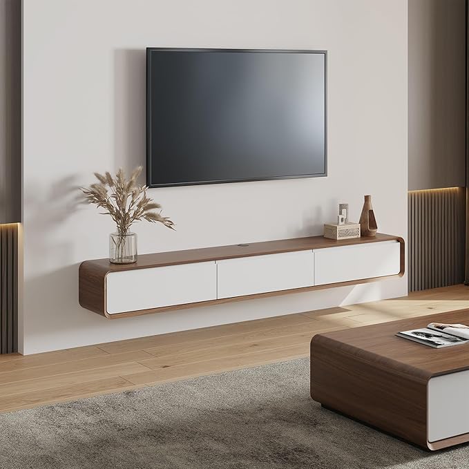 POVISON Fully-Assembled Minimalist Floating TV Stand, Modern Wall-Mounted by POVISON