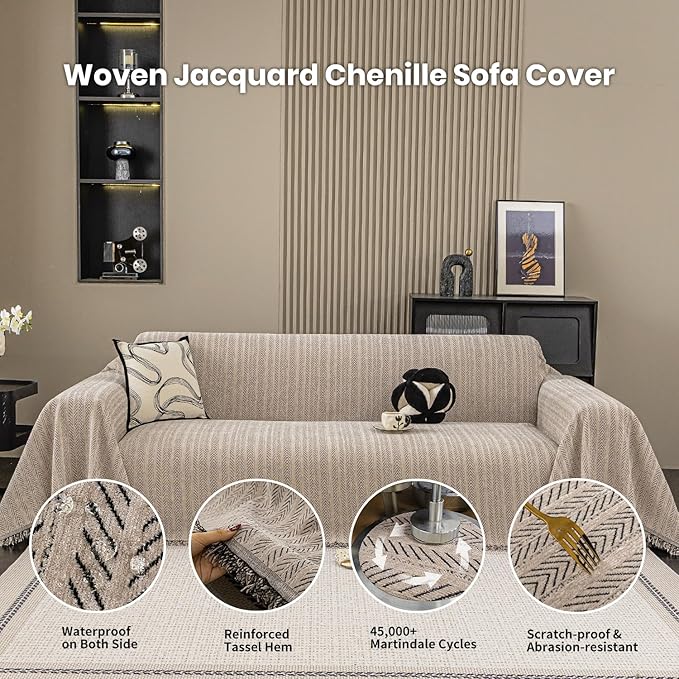 Nobildonna Sofa Cover Washable Soft Thicken Chenille Couch Cover - Image 3