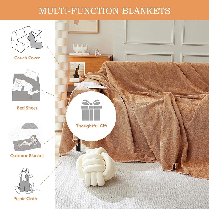 STACYPIK Thick Burnt Orange Sofa Cover, Breathable Chenille Couch Cover - Image 8