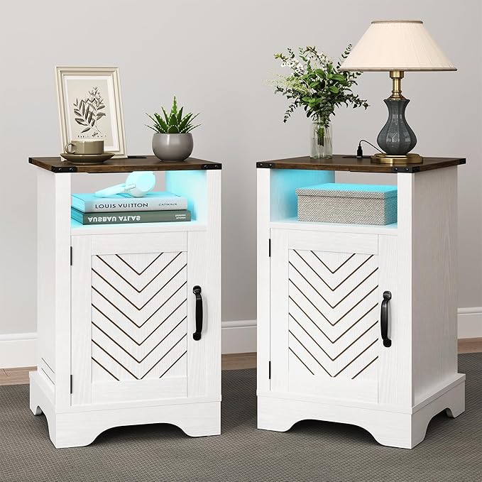 RoyalCraft Farmhouse Nightstand, Bedside Table Set of 1 by Bringyoubetterlife
