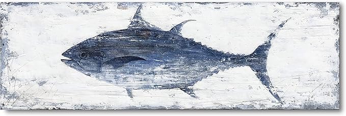 Yihui Arts Canvas Wall Art Hand Painted Abstract Tuna Fish Painting Modern - Image 2