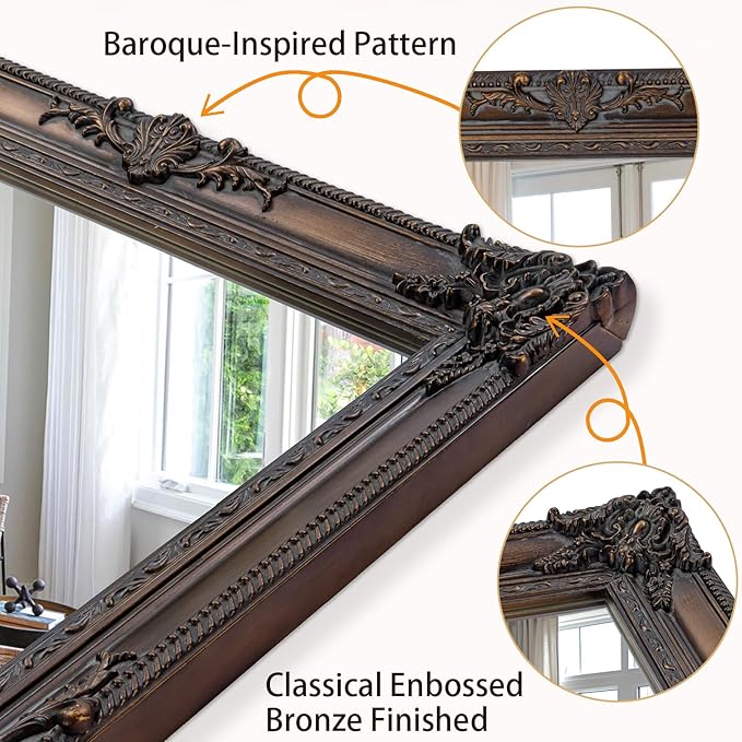 Antique Decorative Mirror, 37.4''x25.6''Vintage Mirror - Image 3