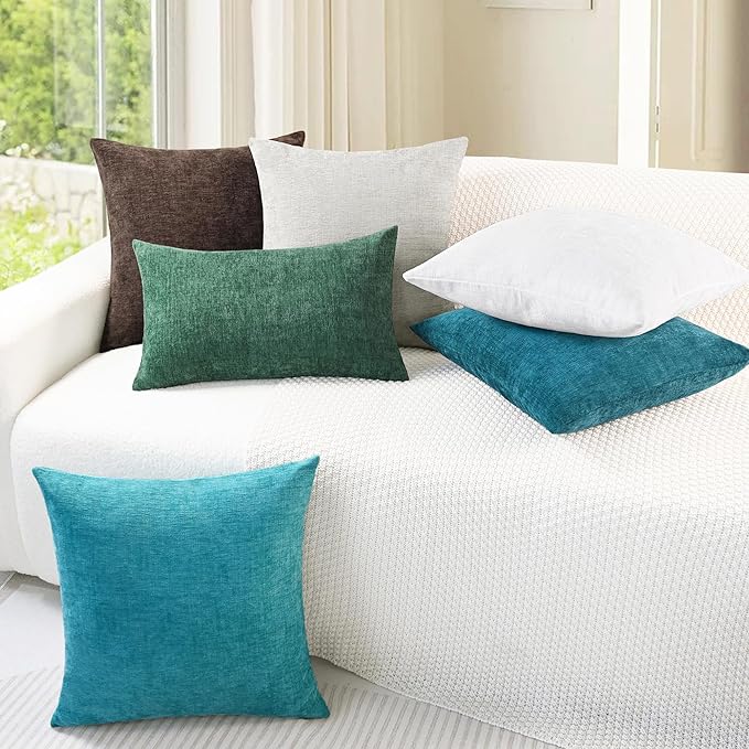 CaliTime Throw Pillow Covers Decorative 12 X 20 Inches Pack of 2 Cozy Chenille - Image 4