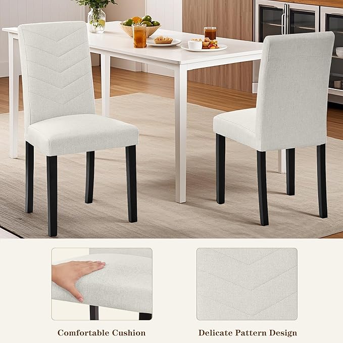 VECELO Upholstered Dining Chairs Set of 2, Fabric Wood Legs High Back - Image 5