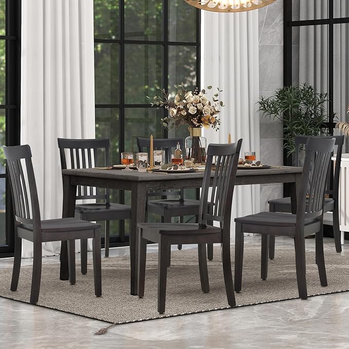 COLAMY Wooden Dining Room Chairs Set of 2, Spindle High Back Windsor Kitchen - Image 7