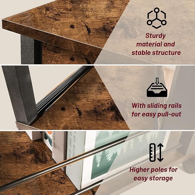 Side Table with Charging Station and Drawer, Narrow End Table with USB Ports - Image 7