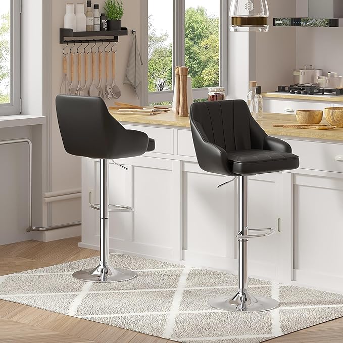 VECELO Bar Stools Set of 2, Adjustable Barstools, Counter Height Stools - Image 5